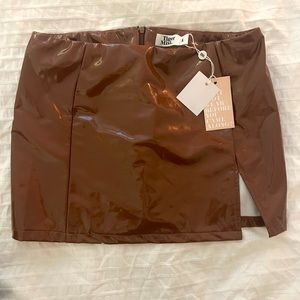 Brand New! Tiger Mist brown pleather skirt. Size L, new with tags.